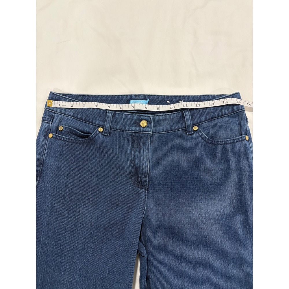 J McLaughlin Lexi Jeans Size 8 Dark Denim Stretch Gold Button Slim Fit 30" - Picture 6 of 8